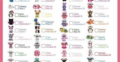 Beanie Boo Checklist - Instant Download - 8" x 10.5" | Birthdays, Hats and Taps | Beanie boo ...