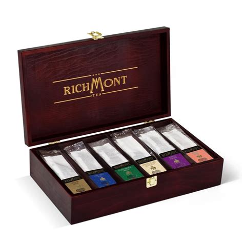 Richmont Tea 6 Compartment Wooden Box-Display & 72 Mixed Premium Teas