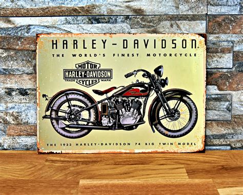 Vintage Poster Harley Davidson Wooden Poster Motorcycle | Etsy