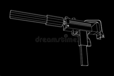 Pistol with Silencer Vector 01 Stock Vector - Illustration of silencer ...