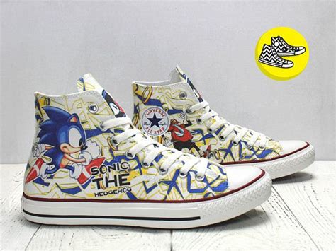 Sonic X the Blue Hedgehog customized converse videogame | Sneakers, Converse chuck taylor high ...