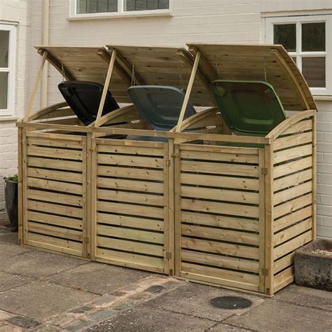 7x3 Rowlinson Triple Wheelie Bin Store | Bin store, Wooden garden storage, Wooden bins