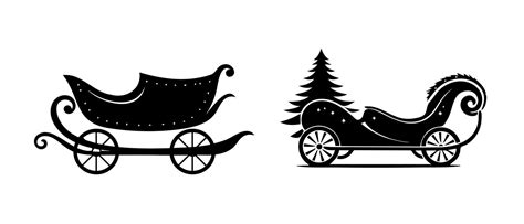 Premium Vector | A sleigh with a tree black silhouette vector isolated on white background