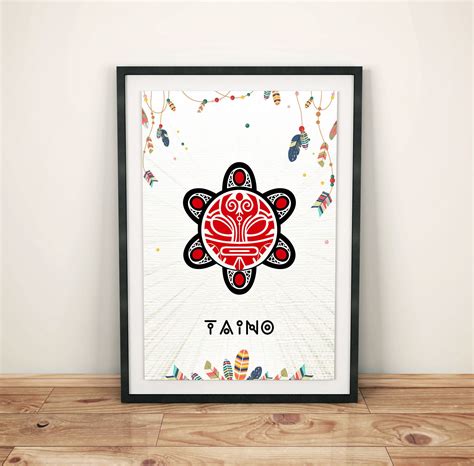 Puerto Rico Wall Art, Taino art, Taino wall poster, Taino sun symbol ...