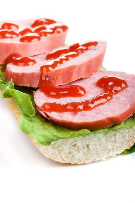 Sausage sandwich stock photo. Image of sandwich, white - 47999060