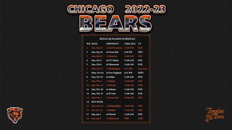 2022-2023 Chicago Bears Wallpaper Schedule