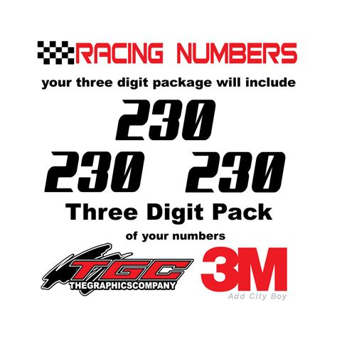 Racing Numbers Vinyl Decals Stickers Add City 3 pack – The Graphics Company