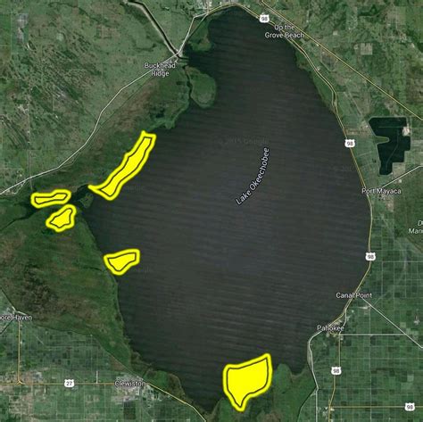 5 Key Areas On Okeechobee - Flw Fishing: Articles - Fishing Map Of Lake Okeechobee Florida ...