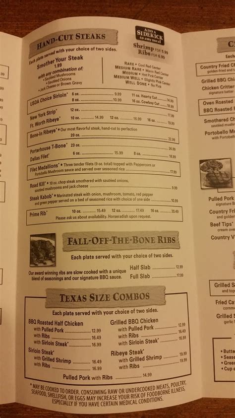 Texas Roadhouse Kids Menu