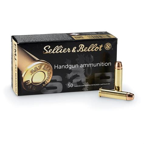 Sellier & Bellot, .357 Magnum, FMJ, 158 Grain, 1,000 Rounds - 235832, .357 Magnum Ammo at ...