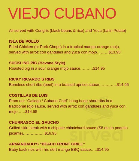 Cuban Pete's menu in Montclair, New Jersey, USA