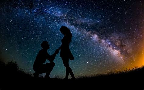 HD wallpaper: engagement, couple, night, sky, togetherness, two people, star - space | Wallpaper ...