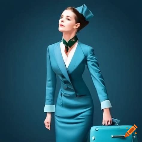 Stewardess wearing a suitcase as clothing on Craiyon