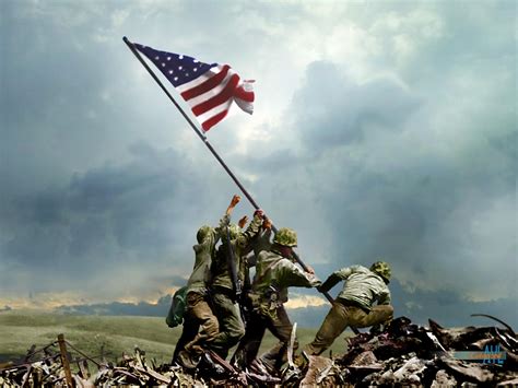 Colorized icnonic photo of US flag raising on Mt. Suribachi in Iwo Jima ...