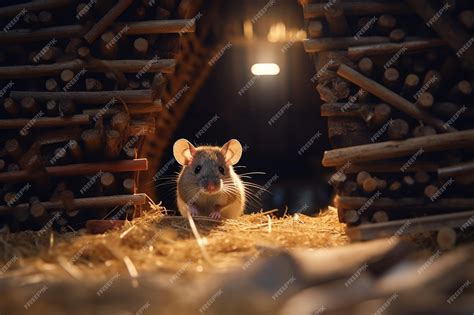 Premium AI Image | A rat in a house with a light on the background