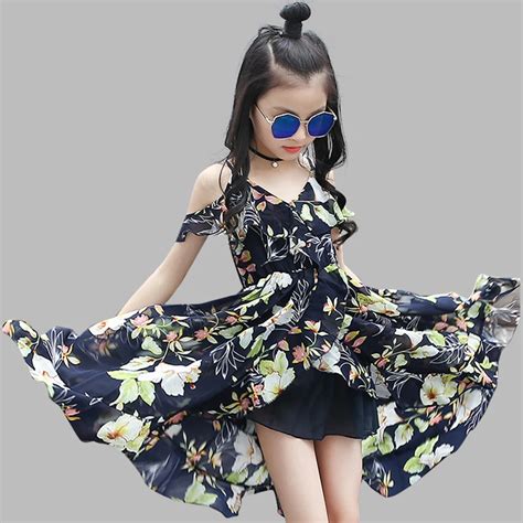 Girls Dress Bohemia Style Dresses Girls Sleeveless Floral Dress For Adolescents 8 10 12 Big Kids ...