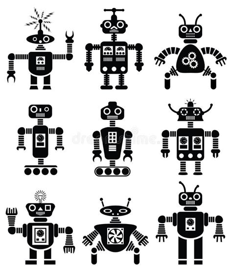 Hipster robot set stock vector. Illustration of head - 41817312