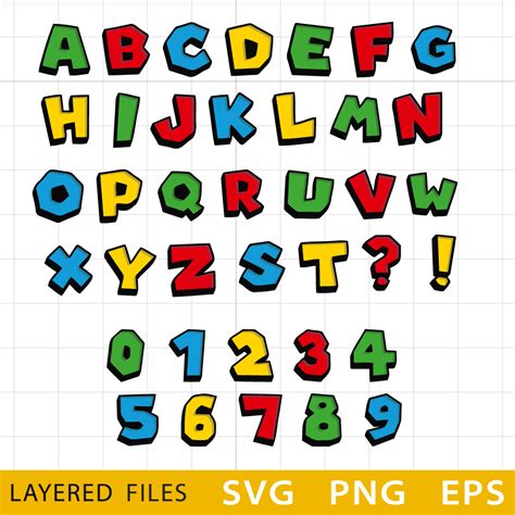 Mario alphabet svg mario cricut file mario font cut files mario clipart ...