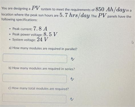 Solved You are designing a PV system to meet the | Chegg.com