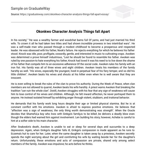 ⇉Okonkwo Character Analysis Things fall Apart Essay Example | GraduateWay