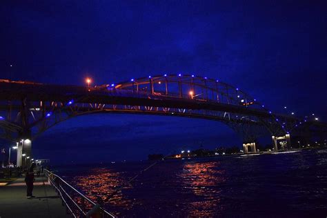 Blue Water Bridges at Night Photograph by Robert Knispel | Fine Art America