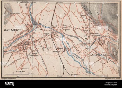 GARMISCH-PARTENKIRCHEN town city stadtplan. Oberbayern Deutschland, 1927 map Stock Photo - Alamy