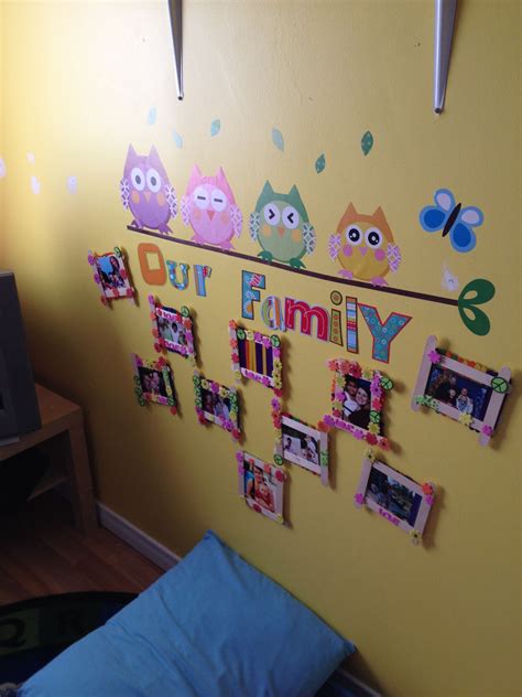 Family photos wall at daycare so the kids can see their family all day ...