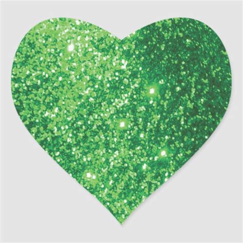 Faux Glittery Green Heart Sticker | Zazzle | Heart stickers, Heart ...