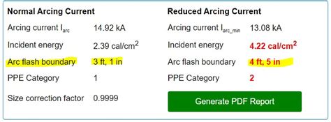 Arc flash boundary in imperial units for the Arc Flash Calculator