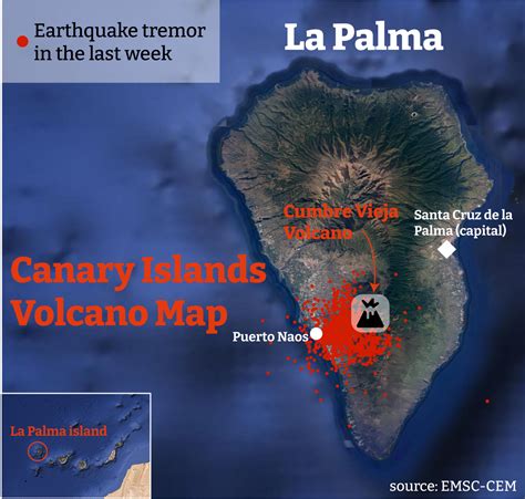 La Palma volcano map: Where the Canary Islands eruption happened and ...