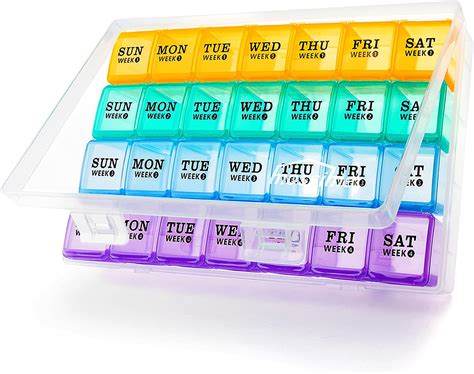 Mossime Large Monthly Pill Box Organiser 4 Week, Big Pill Organiser ...