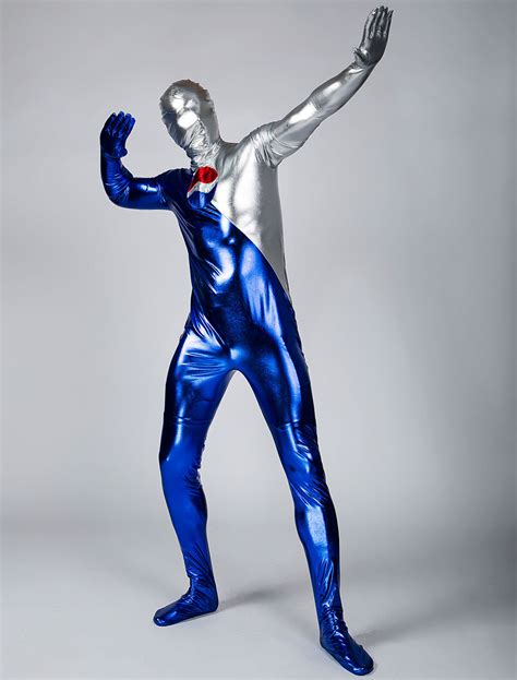 Shiny Metallic Zentai Suit Pepsi Man Costume Halloween cosplay costume ...