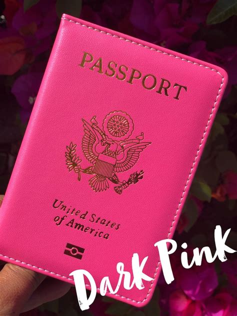 Pink Passport Cover Passport & Vaccination Card Holder USA - Etsy