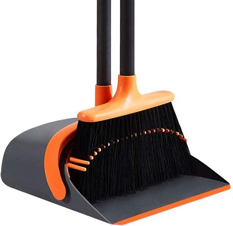 SANGFOR Dust Pan and Broom Set Cleans Broom and Dustpan Set Upright ...