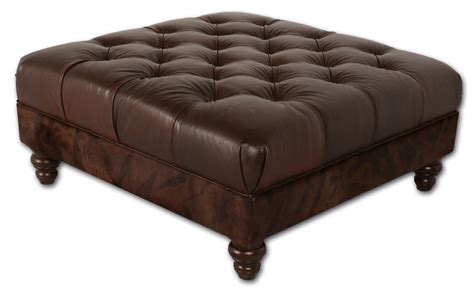 Brown Leather Tufted Ottoman - Odditieszone