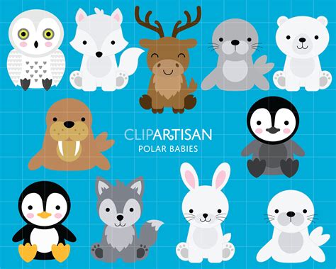 Doodle Arctic Animals Clipart Cute Animals Clip Art, 52% OFF