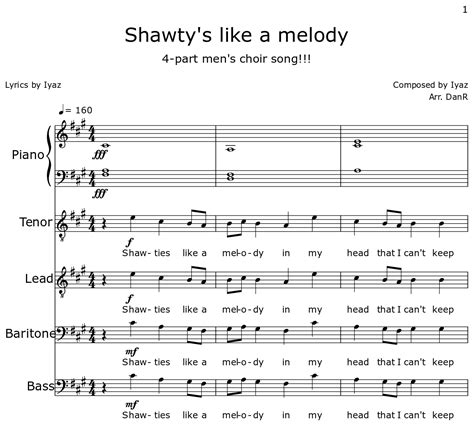 Shawty's like a melody - Sheet music for Piano