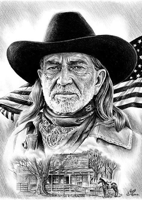 Beautifully done!!!! Willie Nelson by Andrew Read. | Cowboy art ...