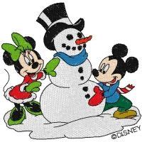 Mickey & Minnie Build a Snowman at ibroidery | Disney embroidery, Christmas embroidery designs ...