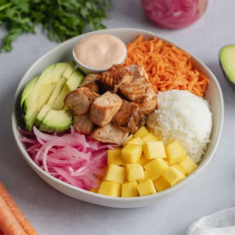 Cooked Salmon Poke Bowl - Pass The Sprouts