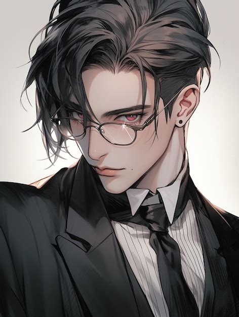 Premium Photo | Anime style image of a man with glasses and a suit generative ai