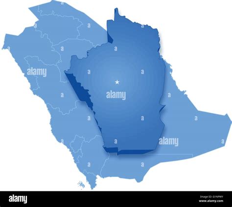 Map of Saudi Arabia, the region Al Riyadh is pulled out, isolated on ...