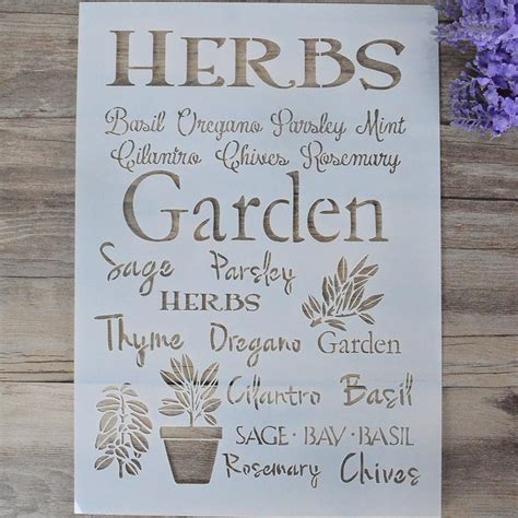 Herbs Garden Stencil Word Stencil DIY Decor Stencil | Etsy Wall ...