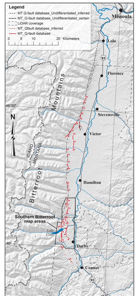 Quaternary fault and location map of the Bitterroot fault and... | Download Scientific Diagram