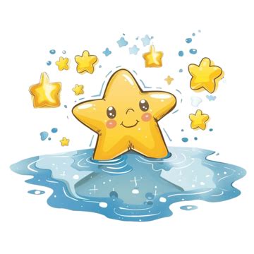 Cartoon Star In Water, Cartoon Star, Water, Tongue PNG Transparent Image and Clipart for Free ...