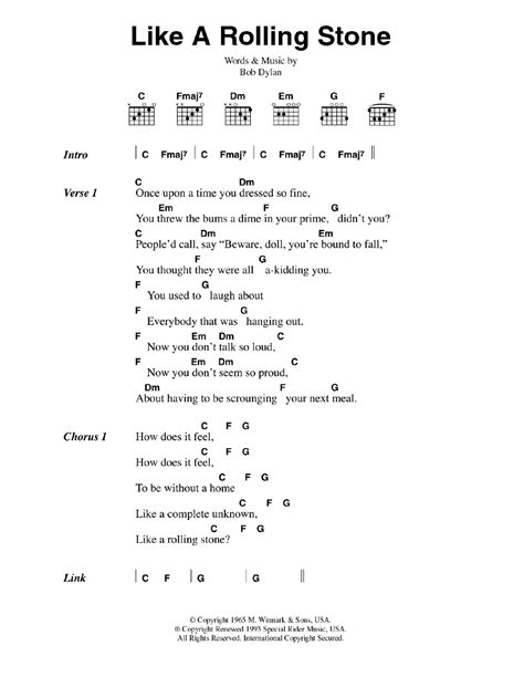 Like A Rolling Stone by Bob Dylan - Guitar Chords/Lyrics - Guitar ...