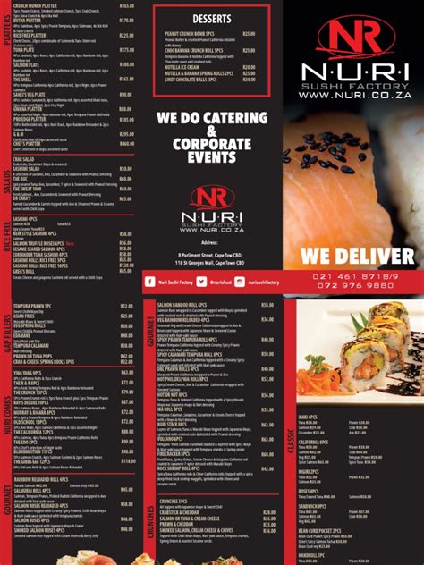 Nuri Sushi Factory Menu June 2016 PDF | PDF | Sushi | Western Cuisine