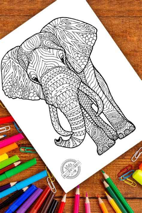 Exotic Elephant Zentangle Coloring Page Kids Activities Blog