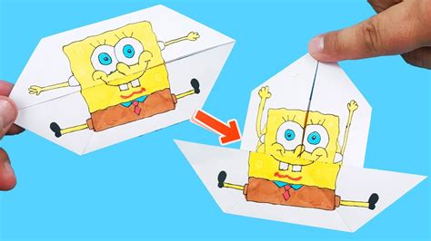 Moving Spongebob PAPER CRAFTS for FANS. How to draw Spongebob. Origami ...