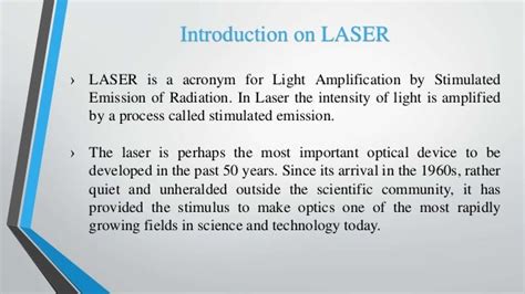 Laser in physics